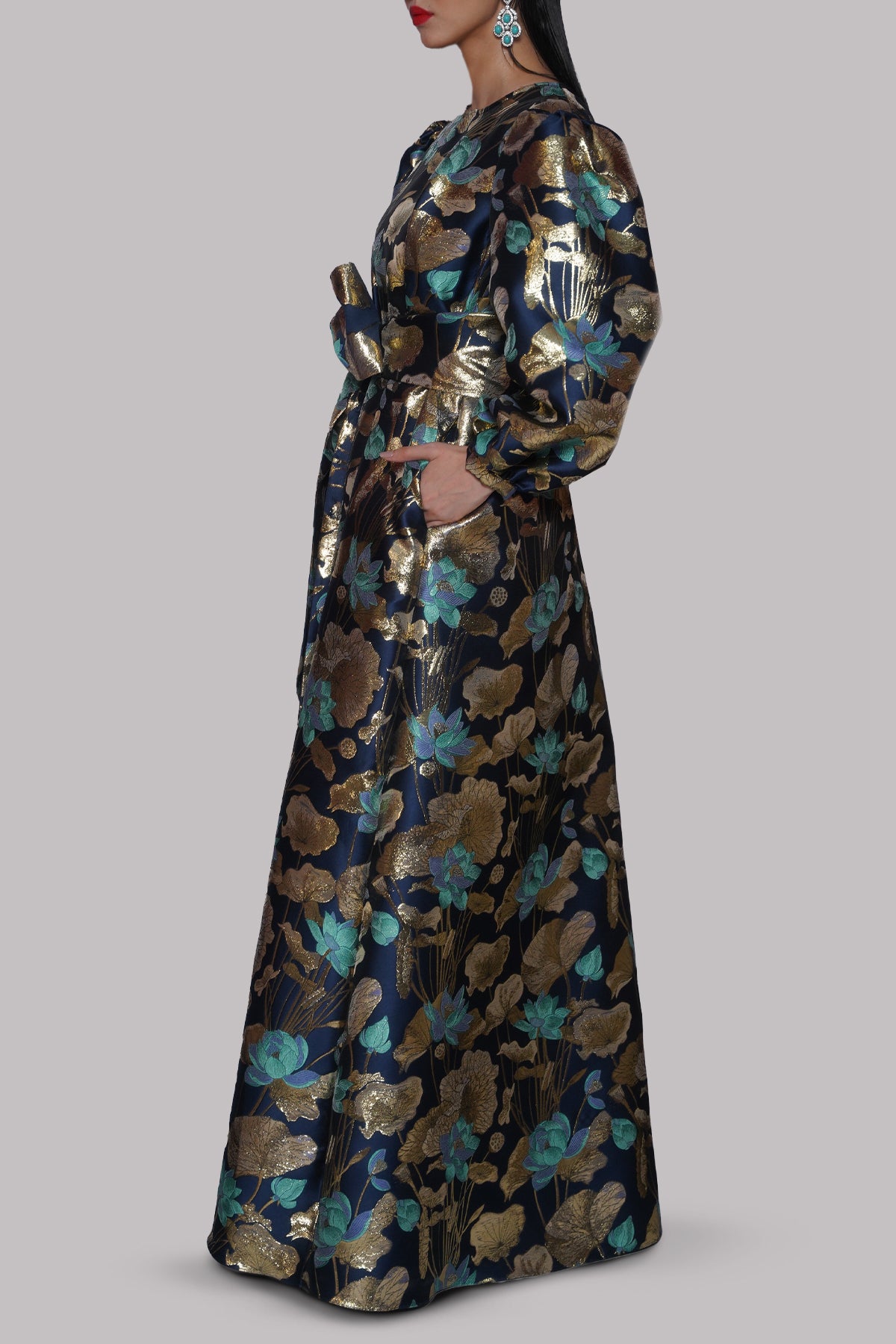 Blue Italian Brocade Maxi