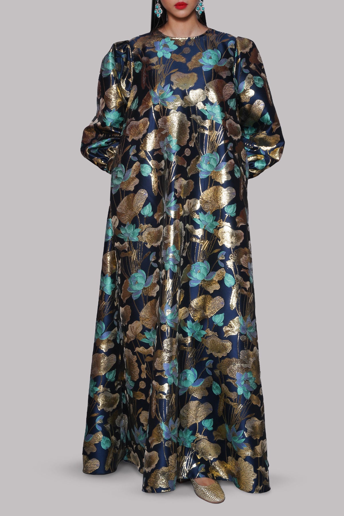 Blue Italian Brocade Maxi