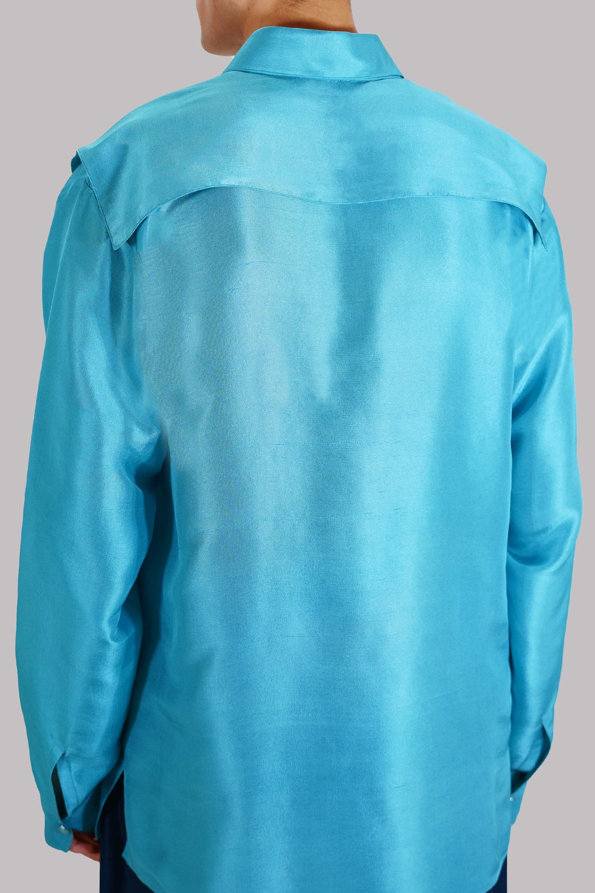 Scuba Blue Collared Cut-Out Shirt Set