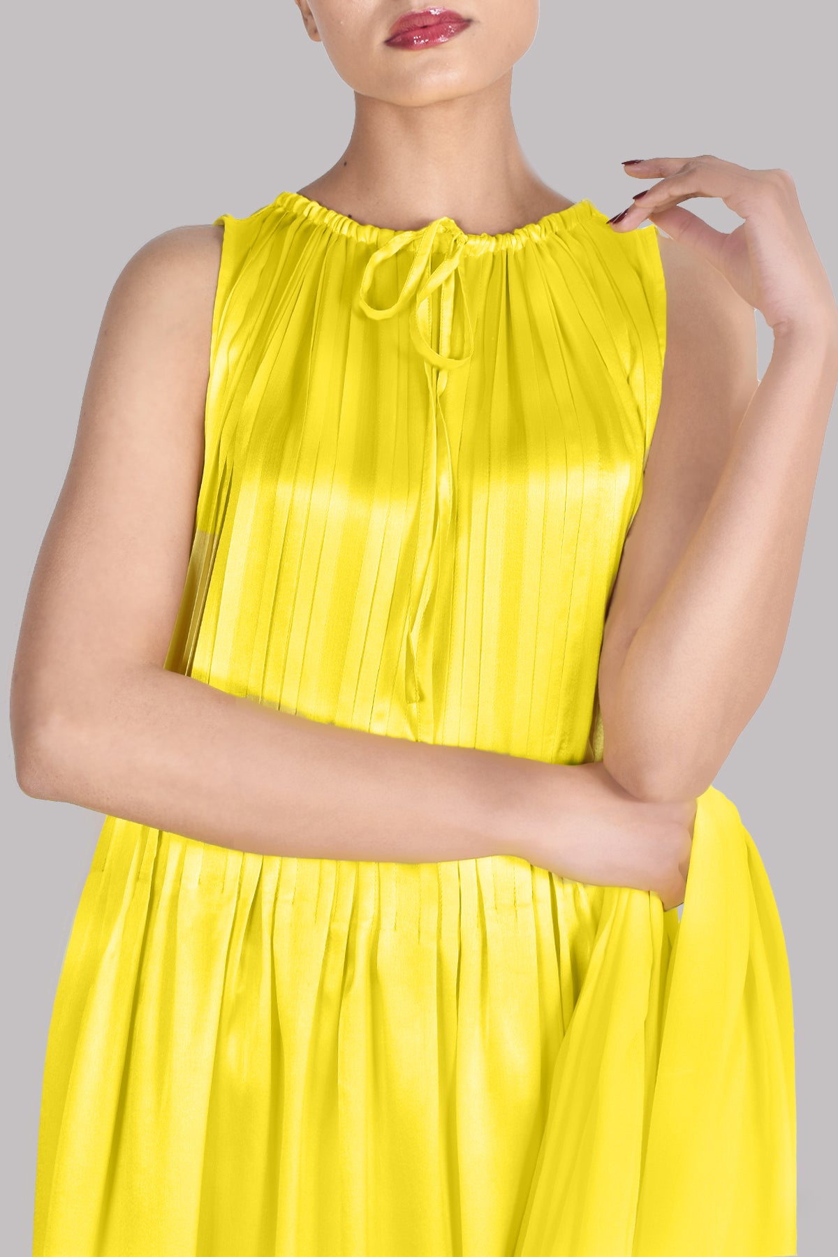 Quince Yellow Pleated Crêpe Set