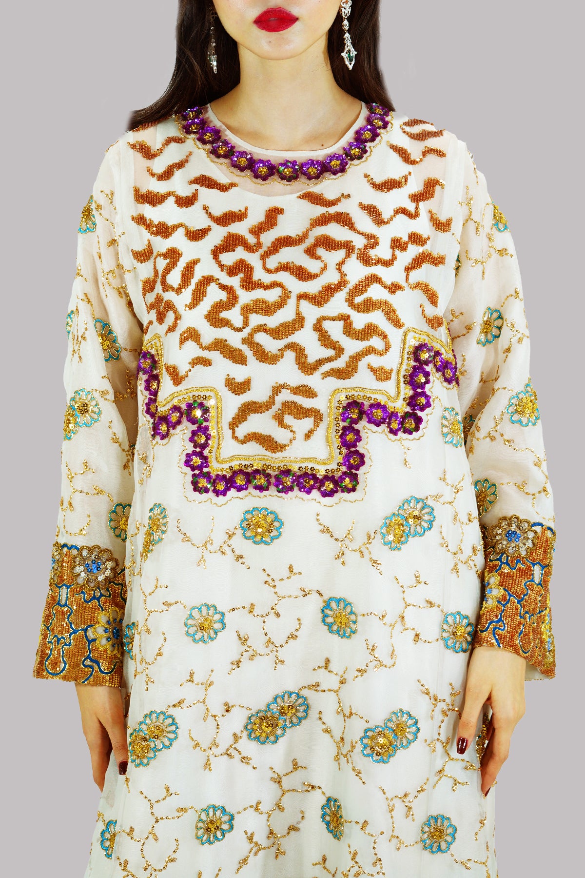 Solitary Star Embellished Raw Silk Set