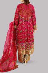 Tango Red Embellished Raw Silk Set