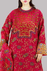 Tango Red Embellished Raw Silk Set