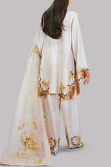 White Swan Embellished Raw Silk Set