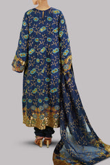 Pageant Blue Embellished Raw Silk Set