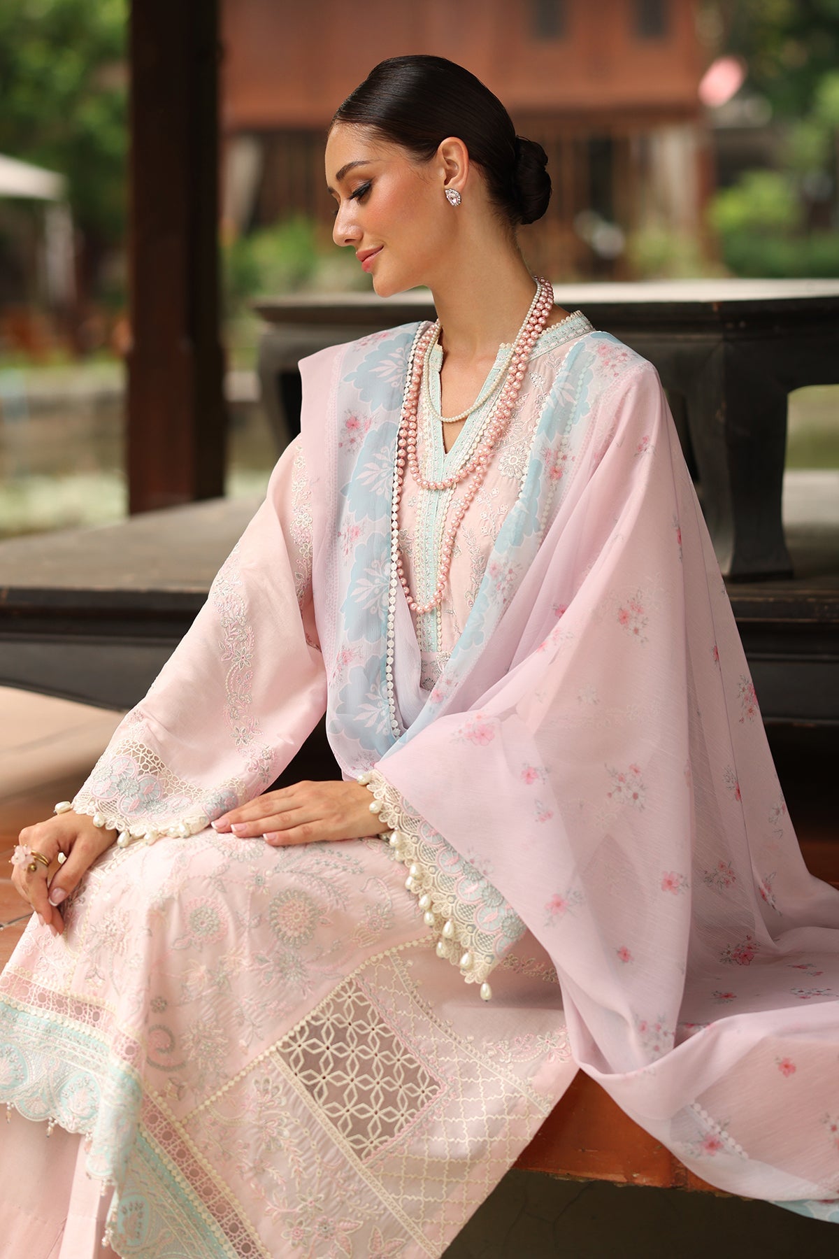 3 Piece Embroidered Organza Suit