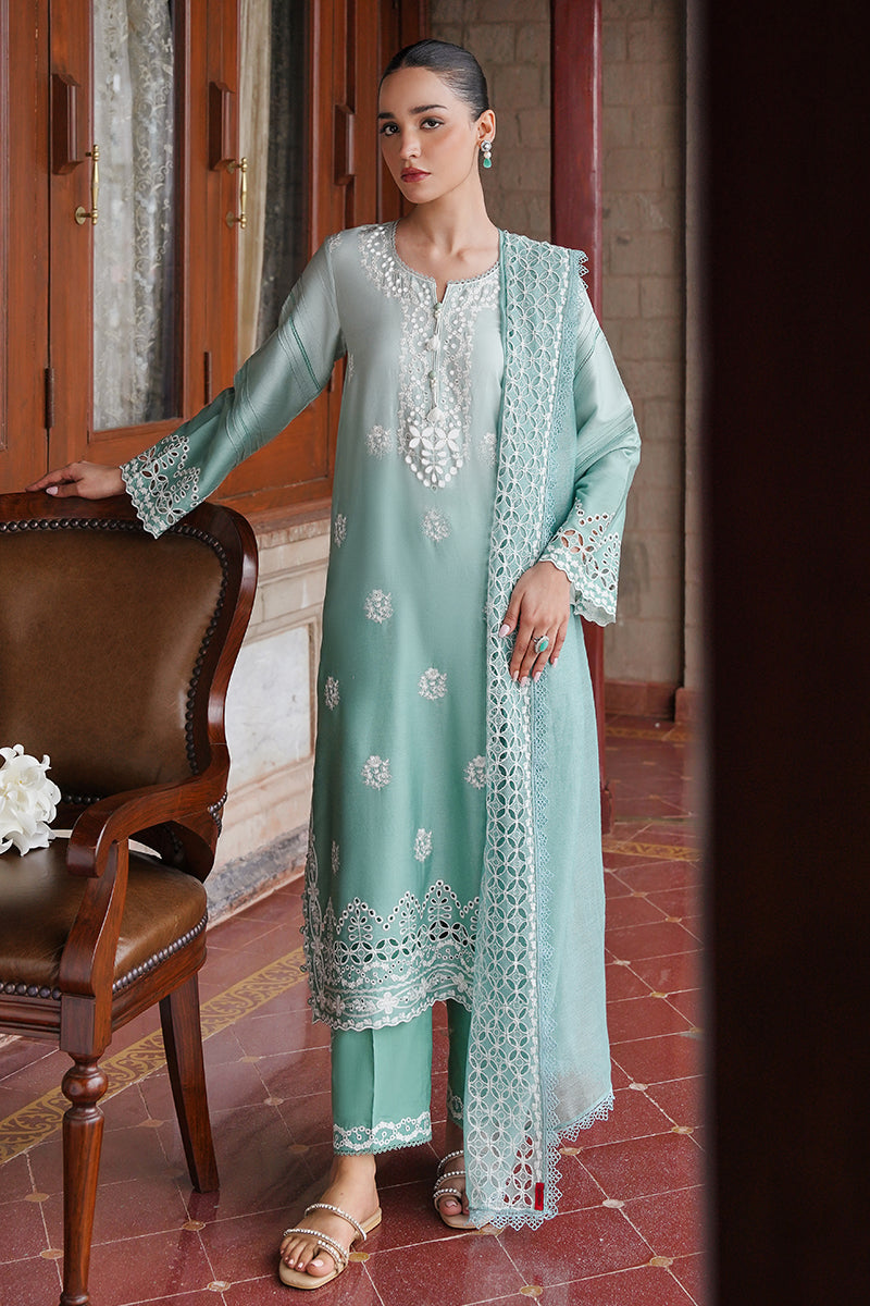 Aqua Melody-3Pc Satin Embroidered Suit