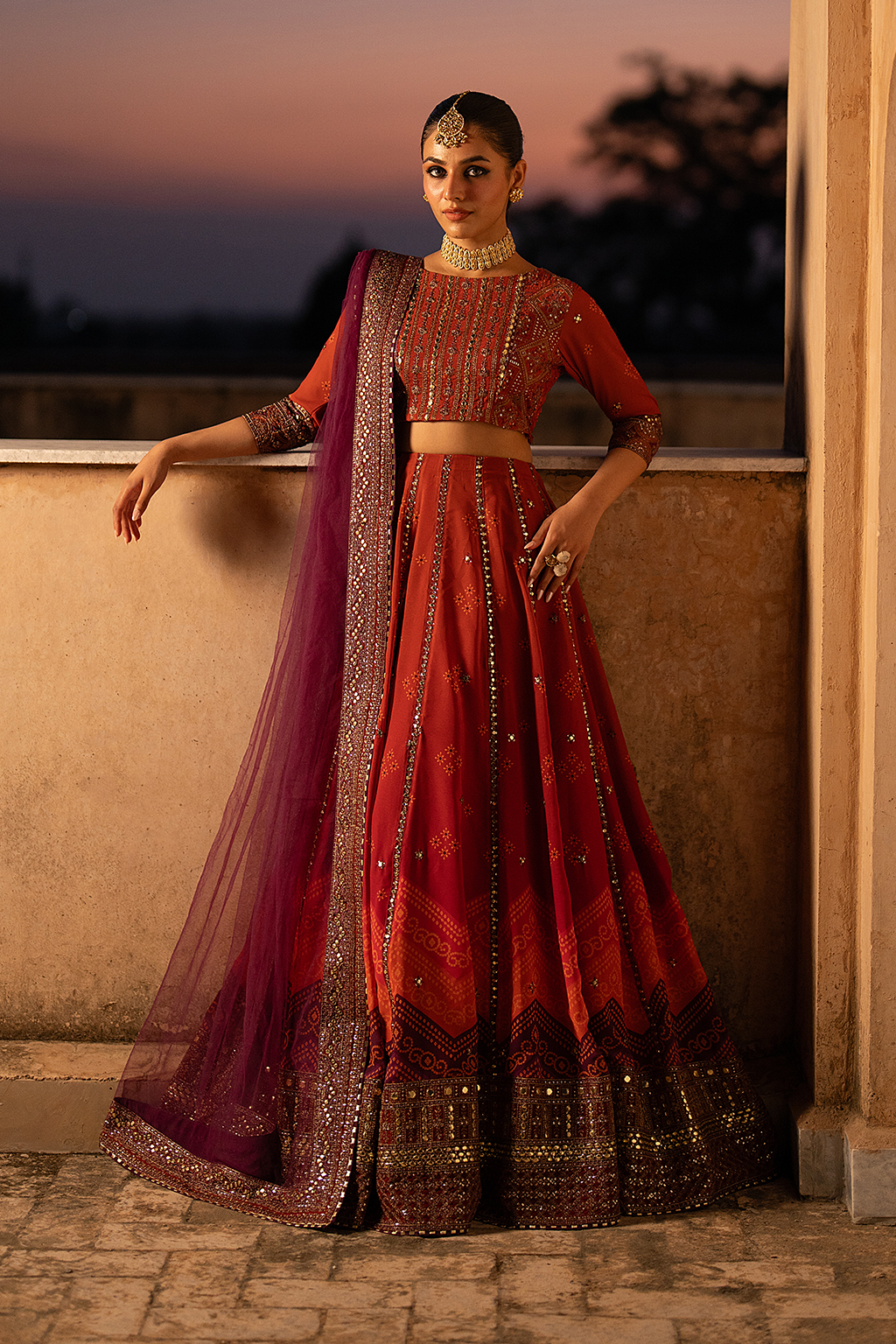UE-334 Embroidered Chiffon (lehnga)