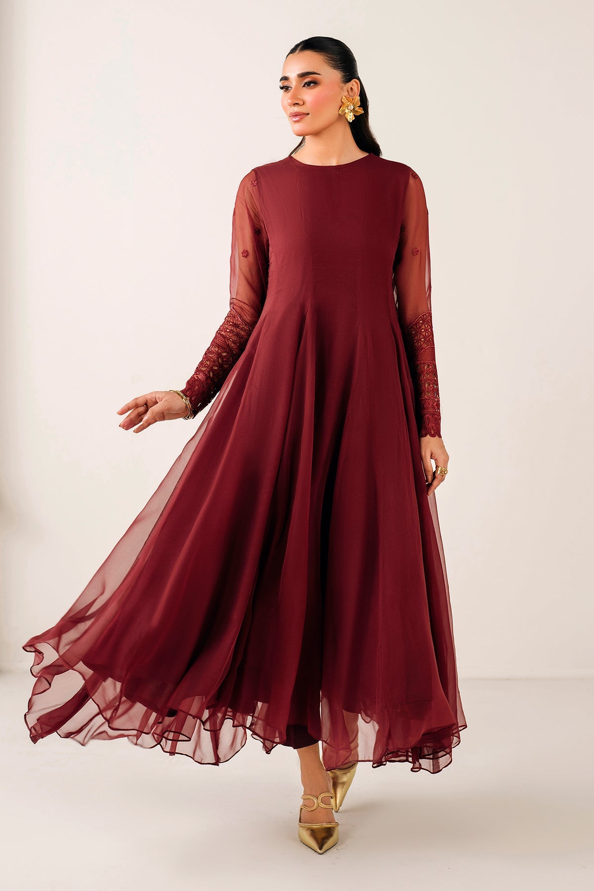 EMBROIDERED CHIFFON FROCK PR-1126