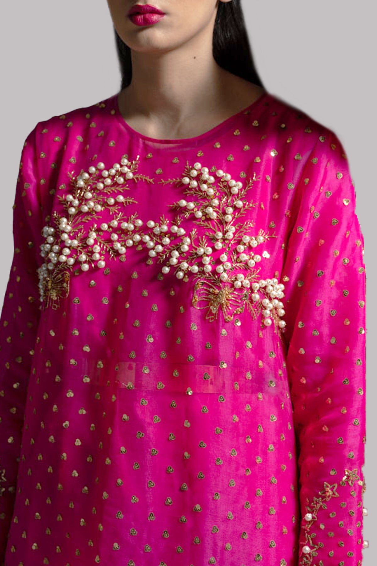 Beetroot Purple Embellished Maxi Set