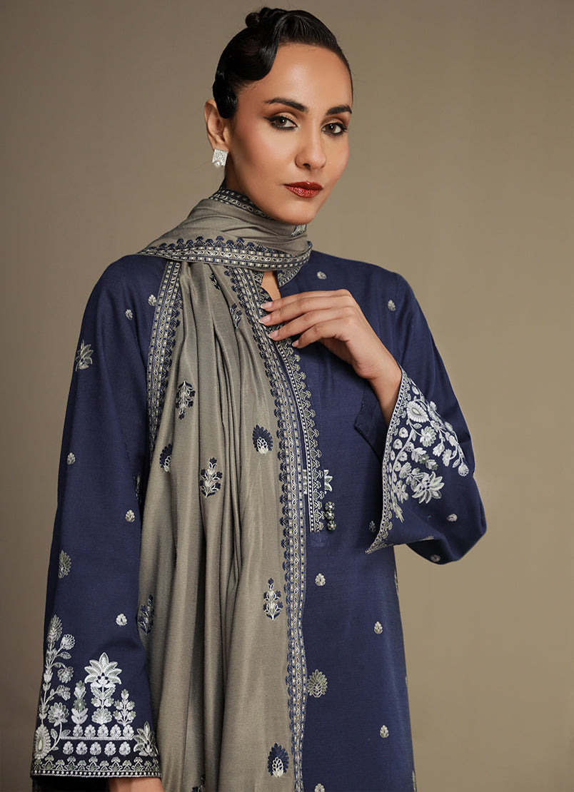 3 Pc Khaddar Embroidered Suit