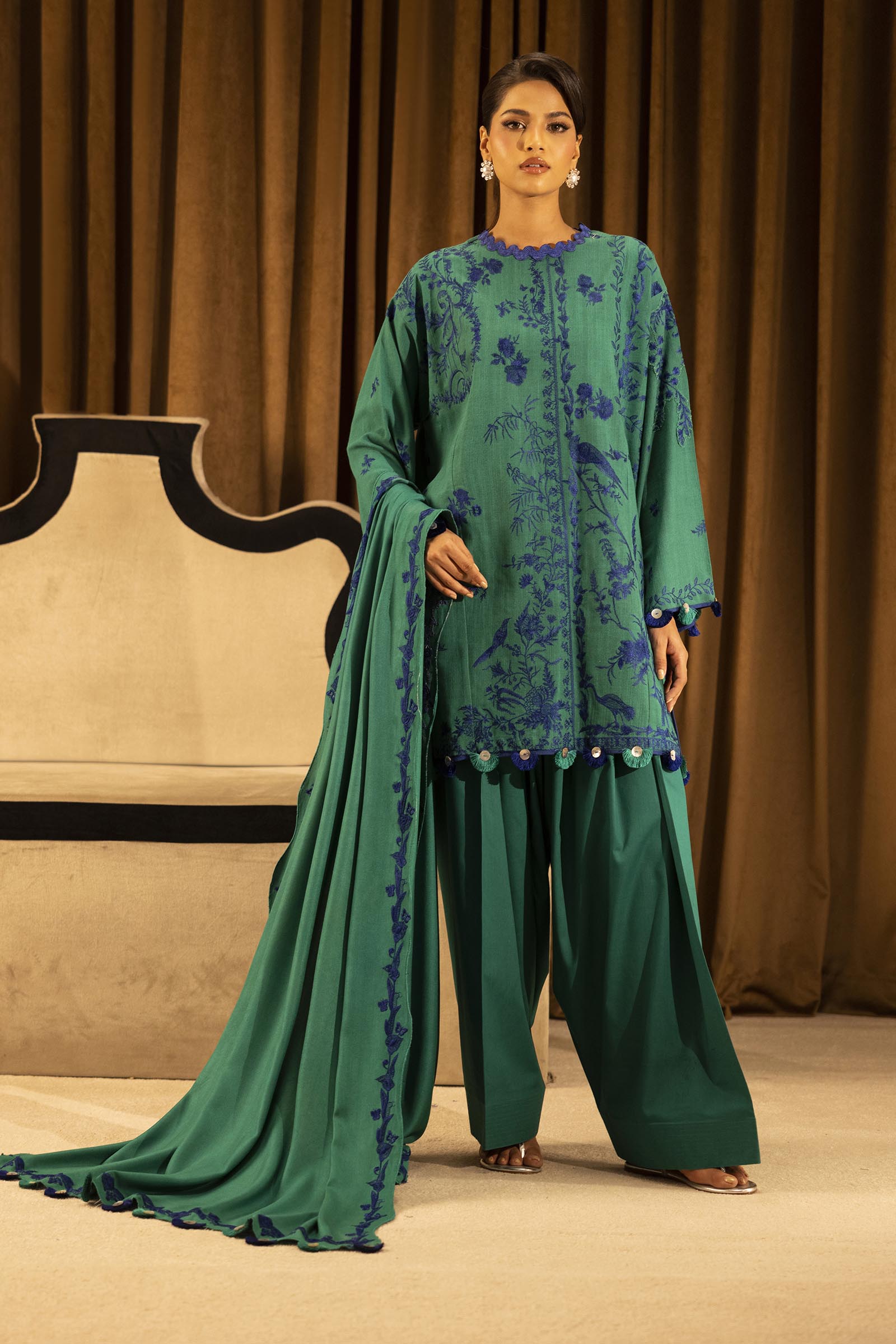 Unstitched Slub Muzlin 3 Piece Suit