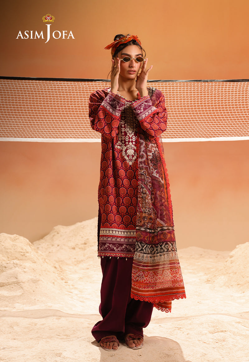 AJUBU-26 Printed Embroidered Lawn 3 Pcs
