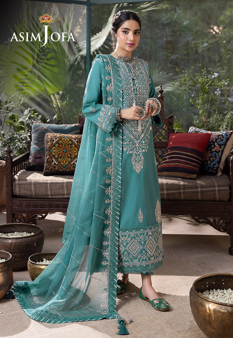 AJSWD-28 EMBROIDERED LAWN SILK 3 PCS