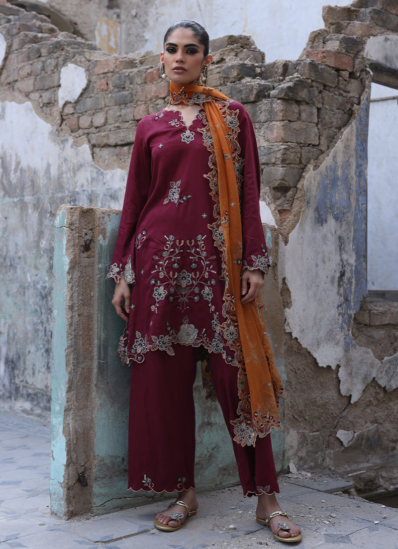 3 Pc Embroidered Suit