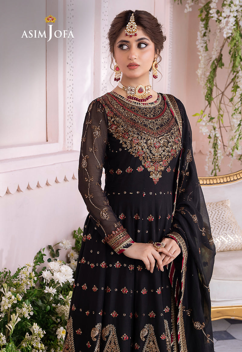 AJSMD-13 EMBROIDERED COTTON NET ORGANZA STITCHED 1 PC