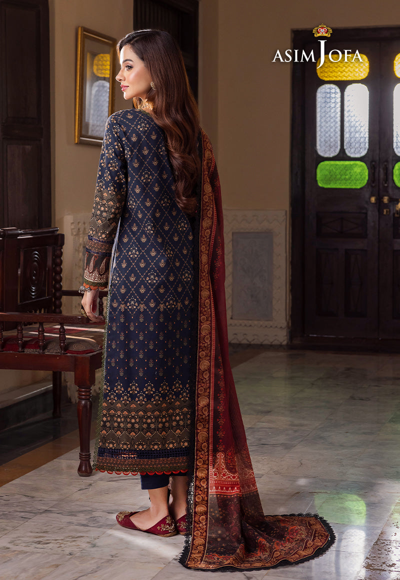Ajrw-25 Designers Stitched Embroidered Premium Winter Cotton 3 Pcs