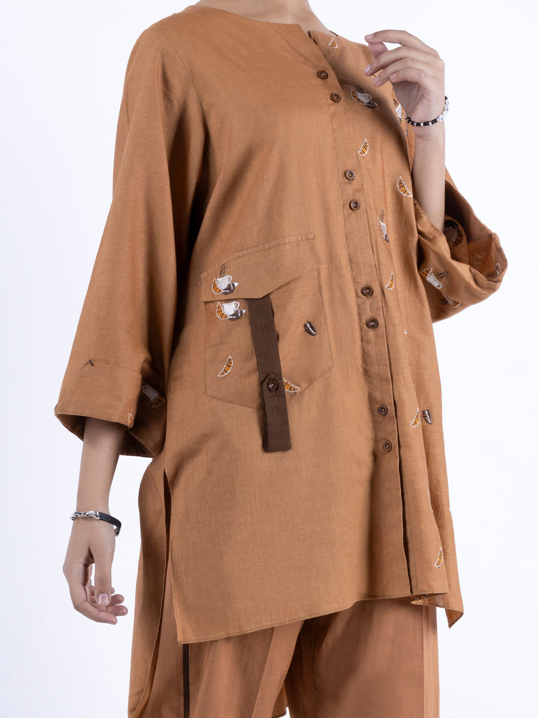 Khaki Cambric Kurti - ALT-LK-1099
