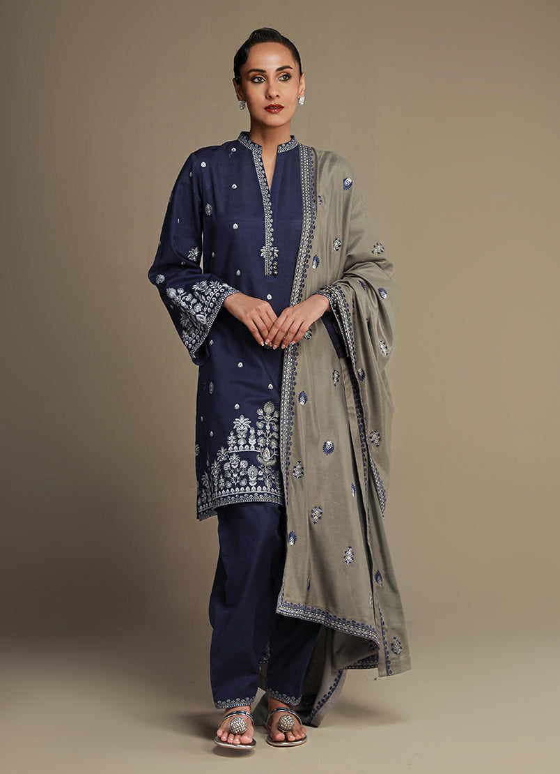 3 Pc Khaddar Embroidered Suit