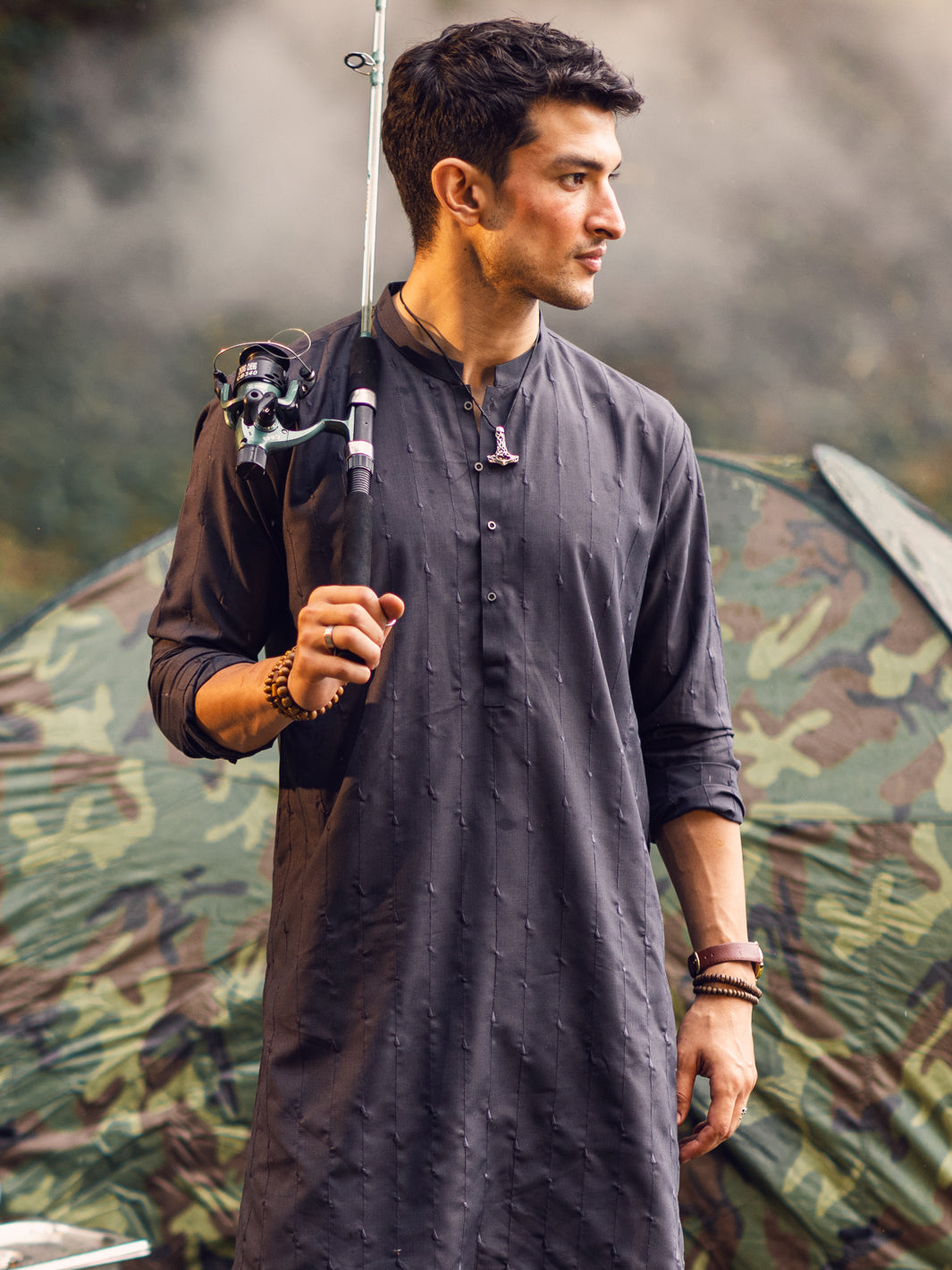 Grey Blended Kurta - AL-K-1112B