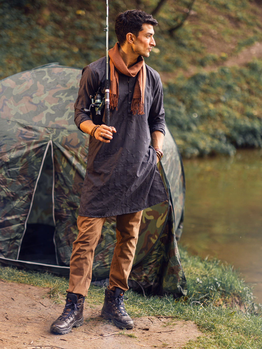 Grey Blended Kurta - AL-K-1112B