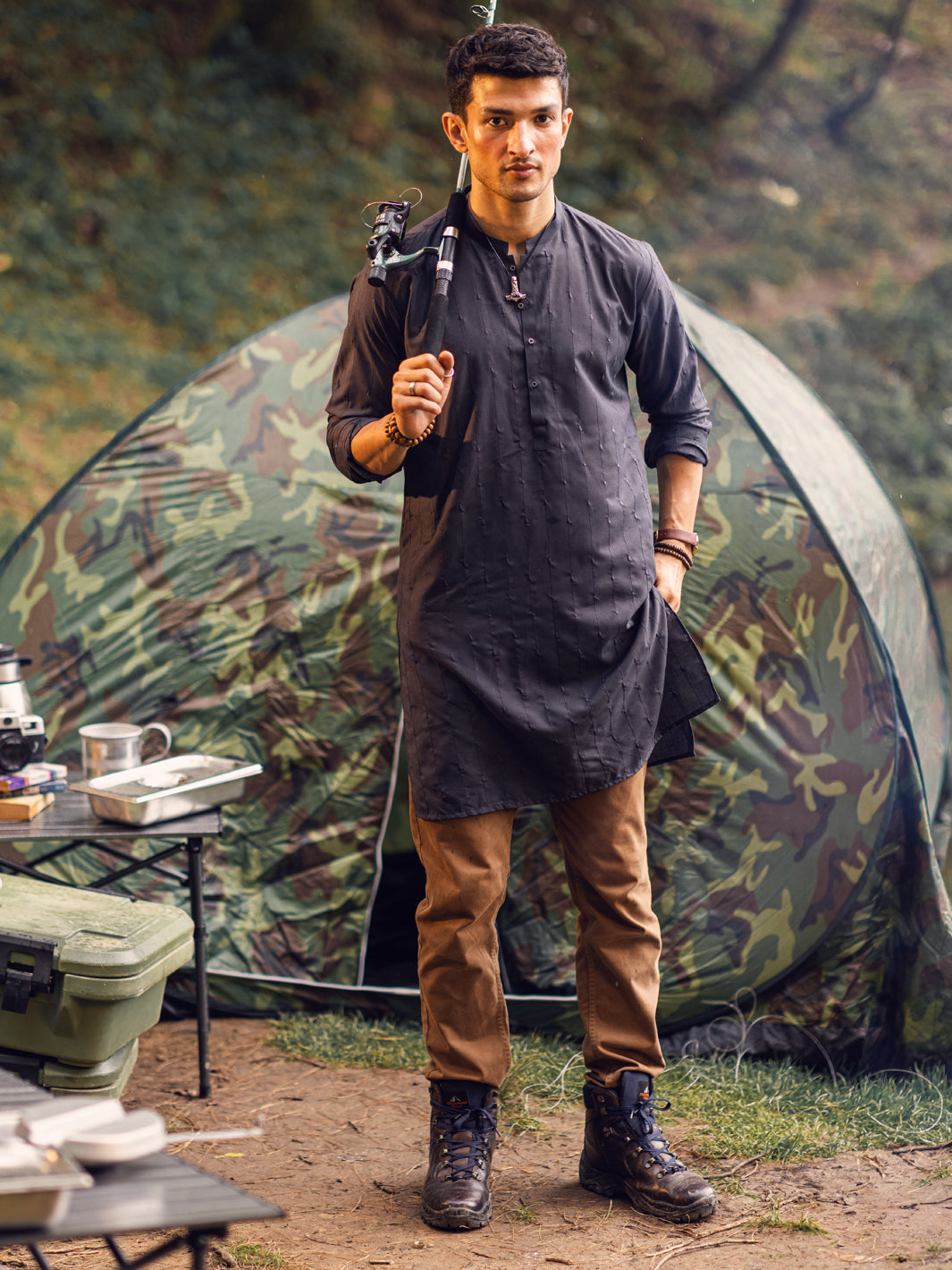 Grey Blended Kurta - AL-K-1112B