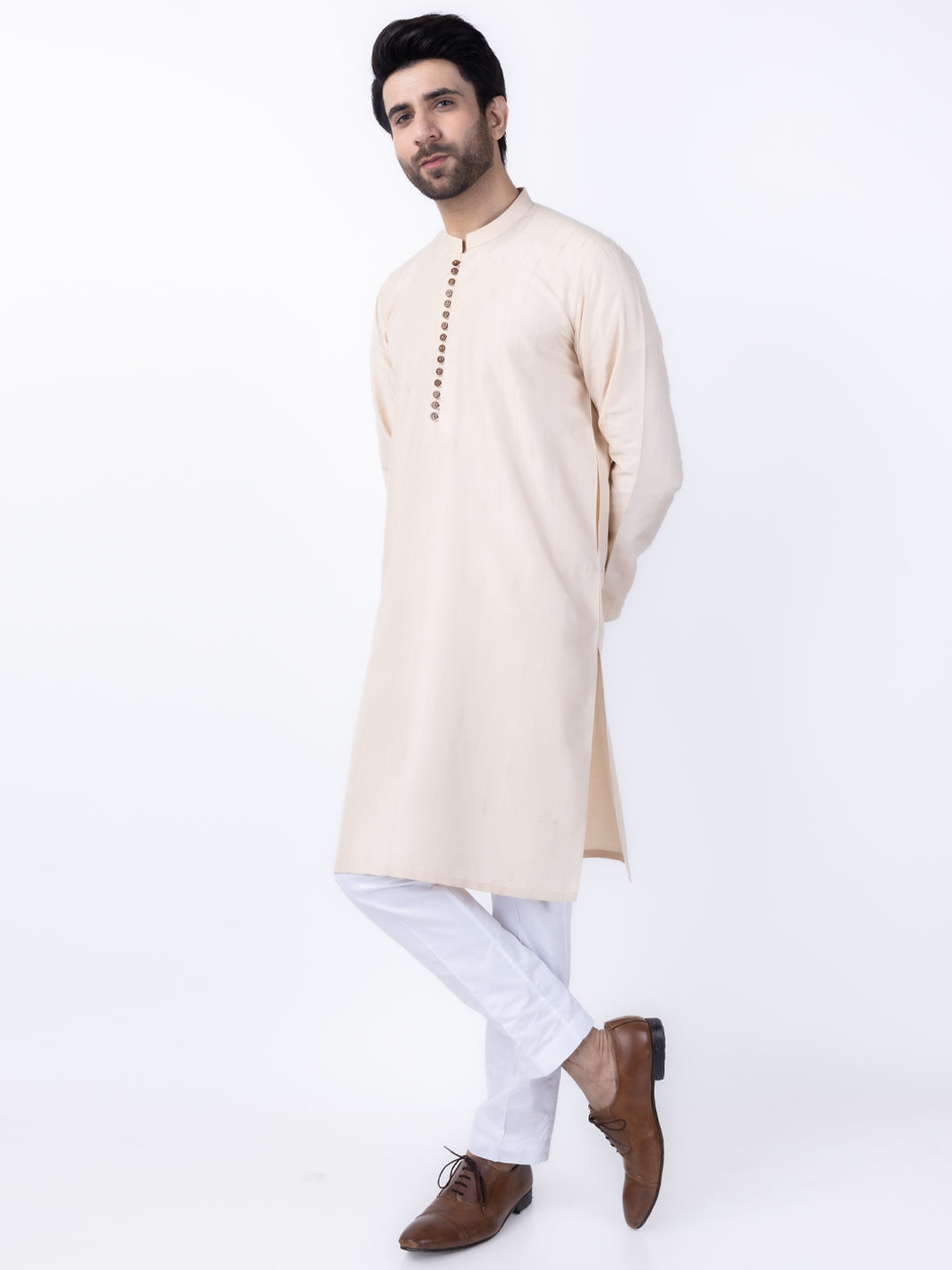 Cream Blended Kurta - AL-K-1121B