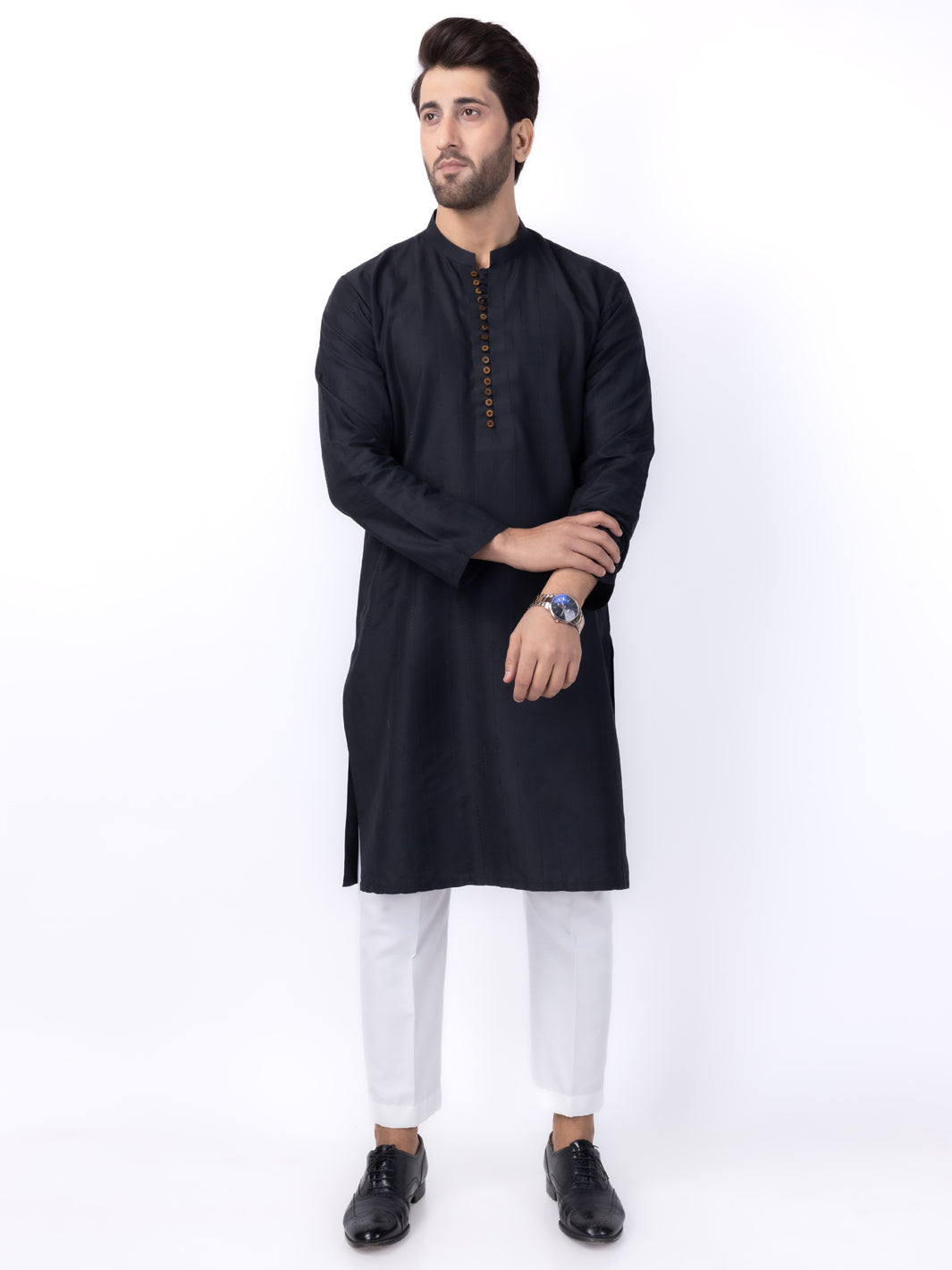 Black Blended Kurta - AL-K-1121D