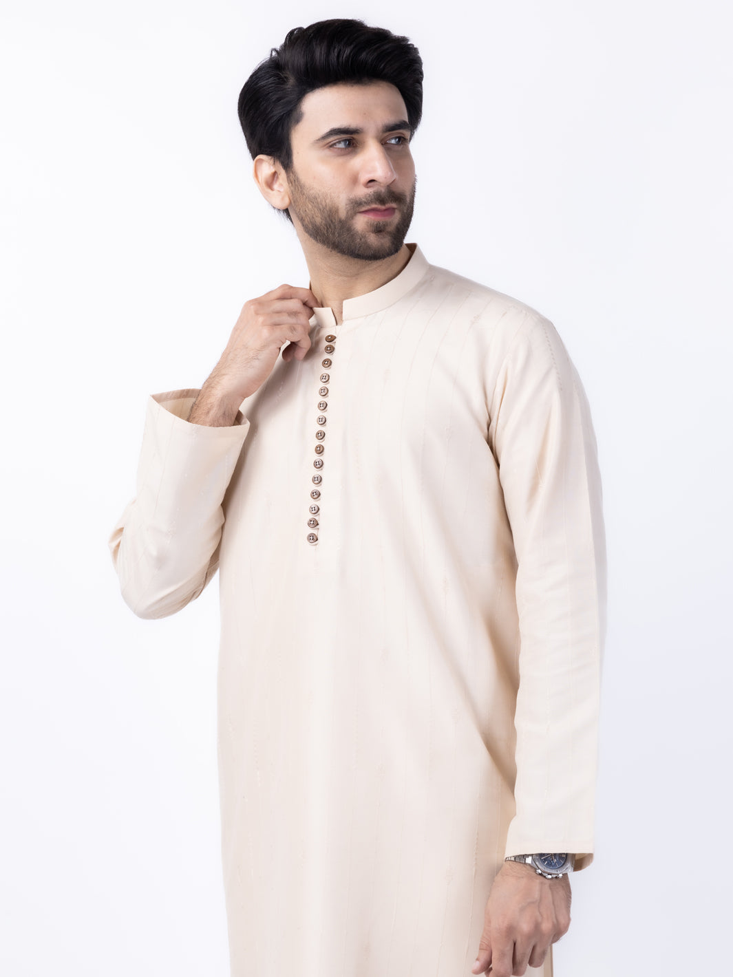 Cream Blended Kurta - AL-K-1121B