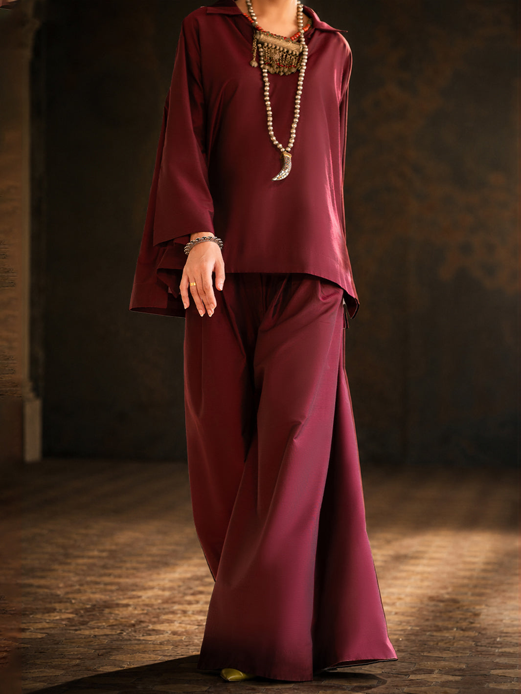 Maroon Yarn Dyed 2Pc Stitched - ALCR-2PS-LKS-1127