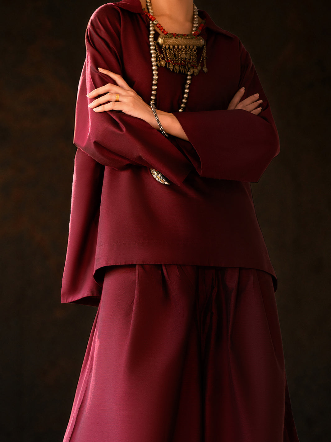 Maroon Yarn Dyed 2Pc Stitched - ALCR-2PS-LKS-1127