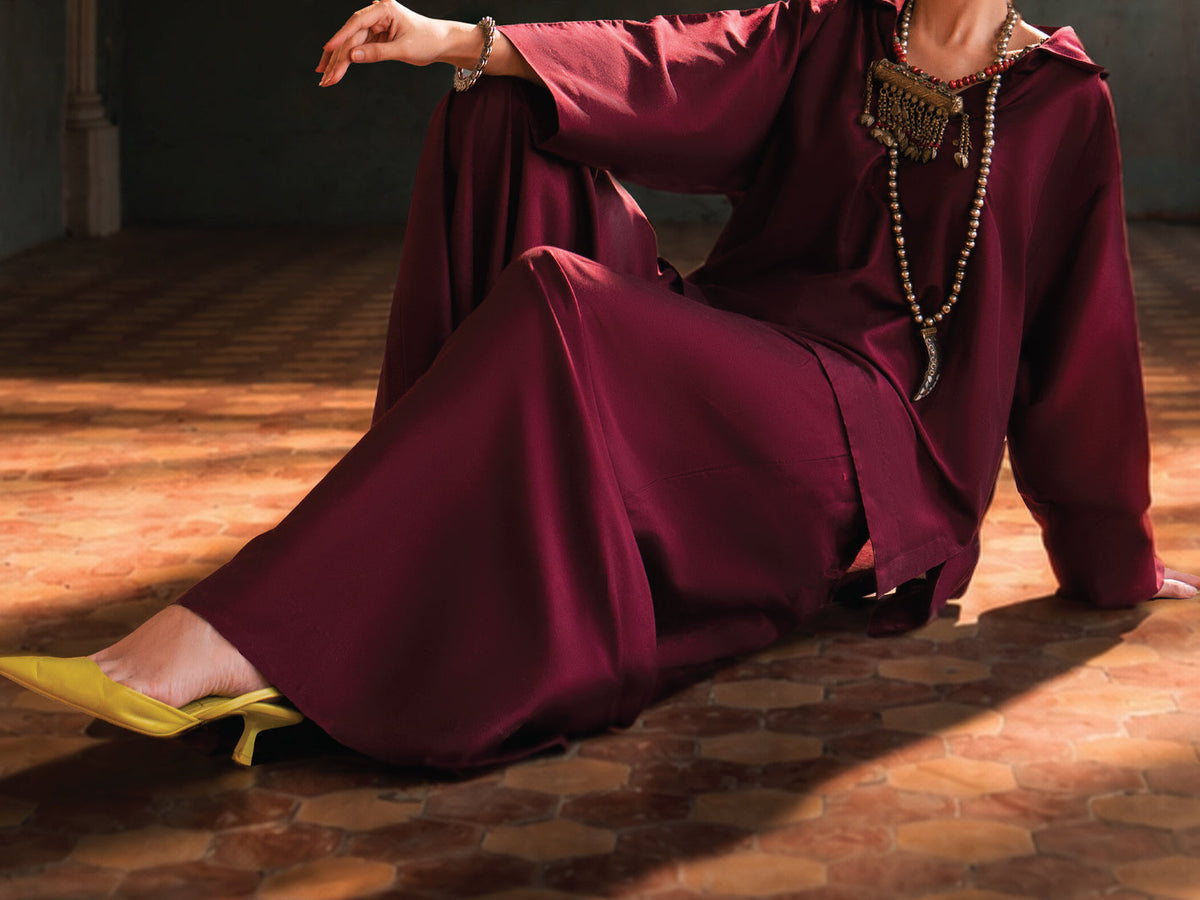 Maroon Yarn Dyed 2Pc Stitched - ALCR-2PS-LKS-1127