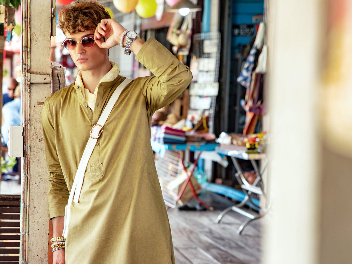 Pistachio Green Cotton Kurta - AL-K-1139C