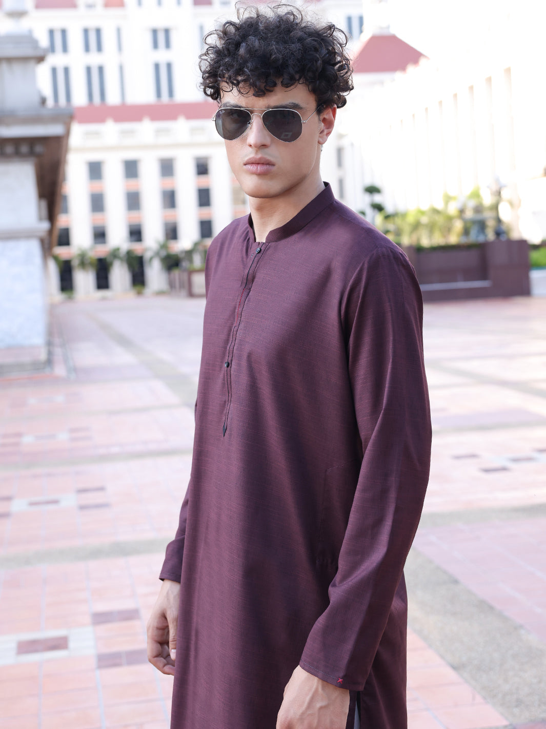 Maroon Blended Kurta - AL-K-1141