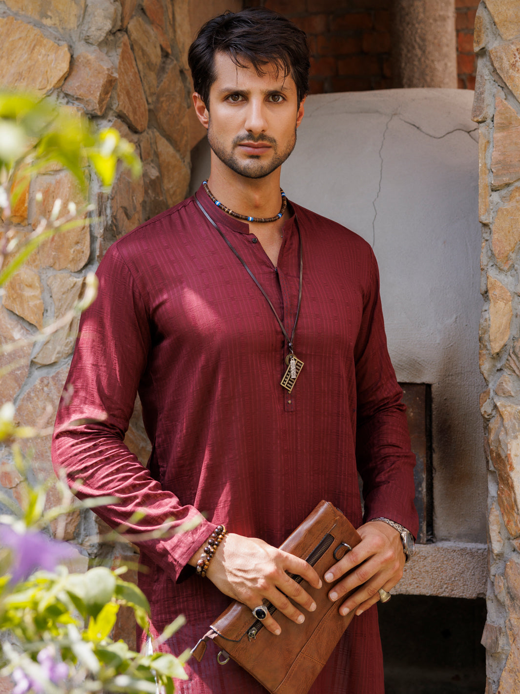 Maroon Cotton Kurta - AL-K-1145B
