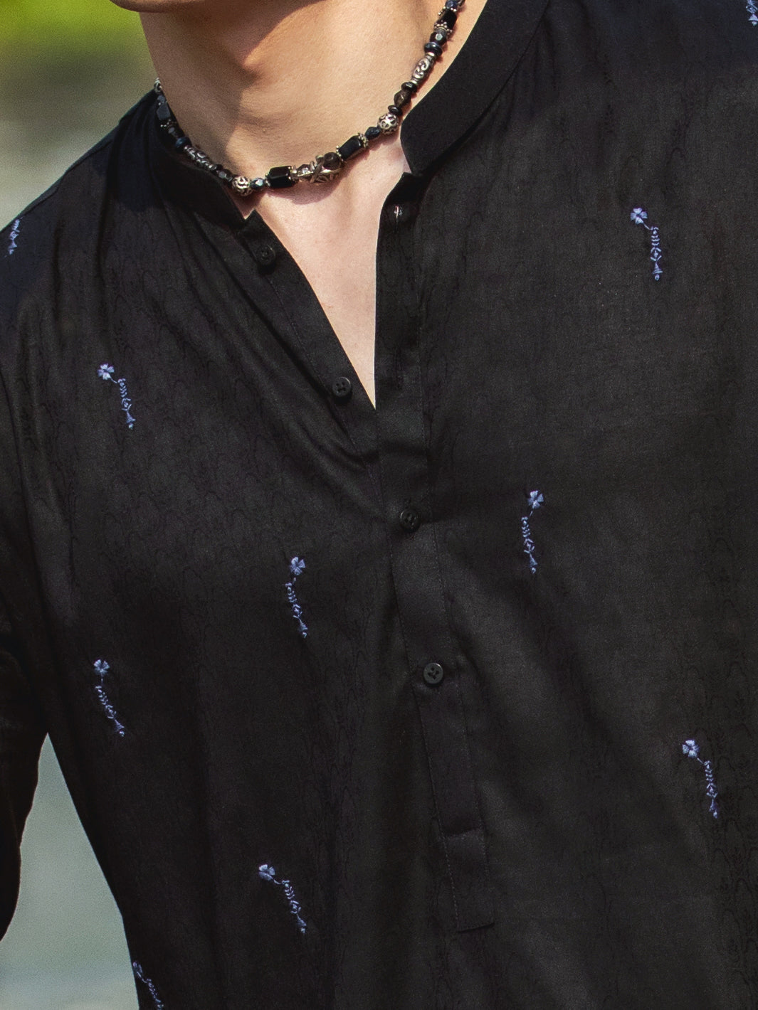 Black Cotton Kurta - AL-K-1147D