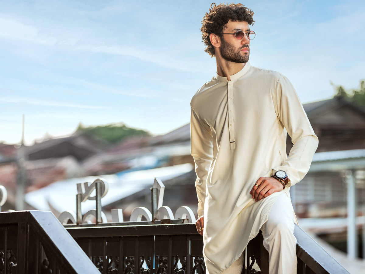 Off White Blended Kurta - AL-K-1148A
