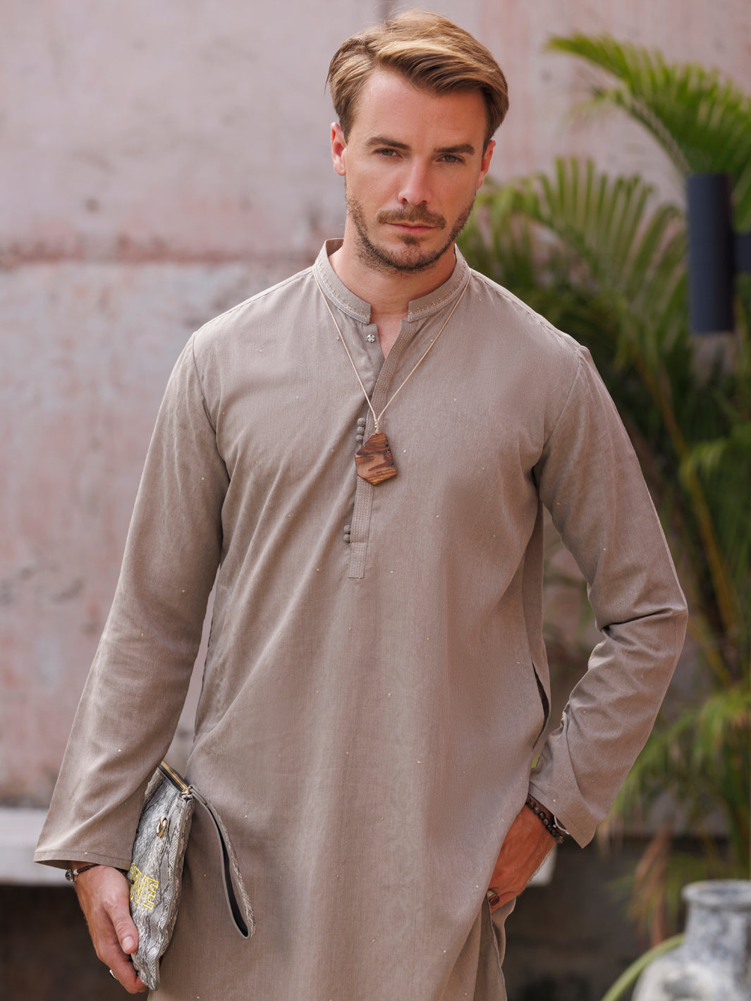 Grey Blended Kurta - AL-K-1149A