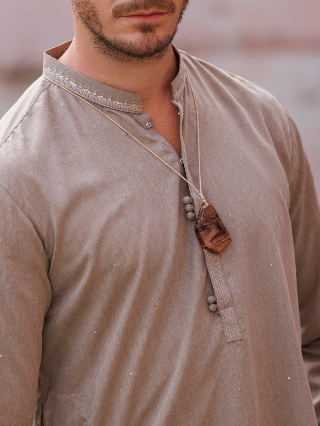 Grey Blended Kurta - AL-K-1149A