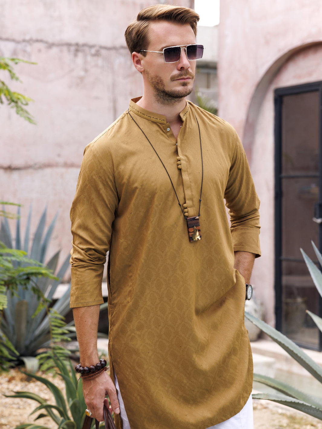 Mustard Blended Kurta - AL-K-1149B