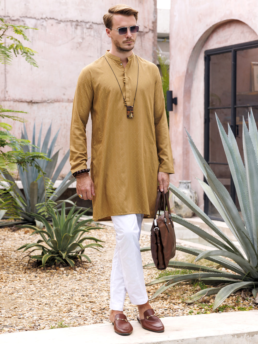 Mustard Blended Kurta - AL-K-1149B