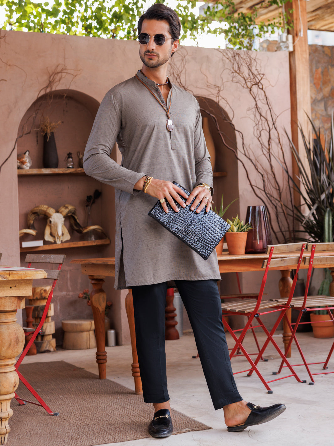 Brown Blended Kurta - AL-K-1151