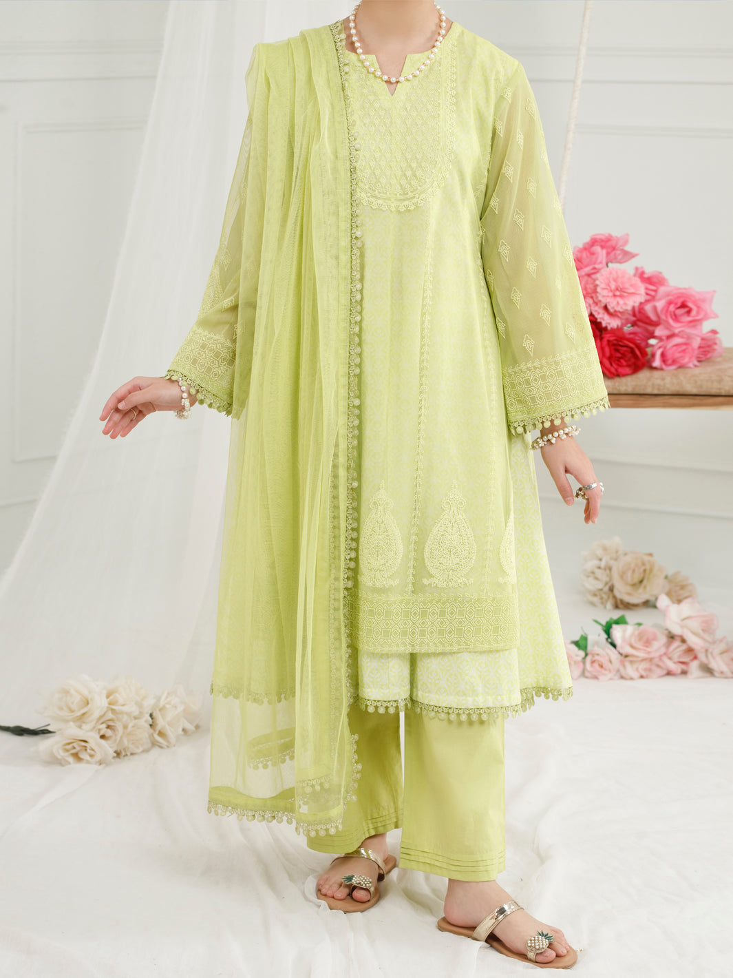 Lime Green Poly Net 3Pc Stitched - ALT-3PS-LS-1154