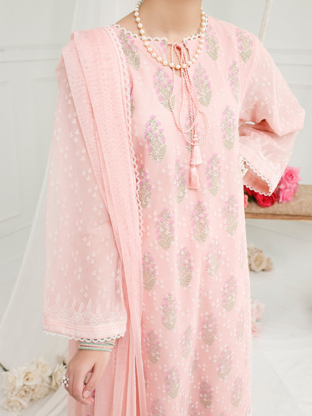 Pink Poly Net 3 Piece Stitched - ALT-3PS-LS-1157