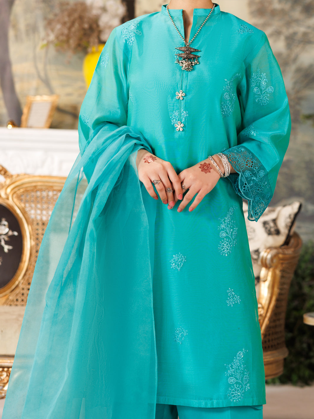 Sea Green Modal 3 Piece Stitched - ALT-3PS-LS-1166