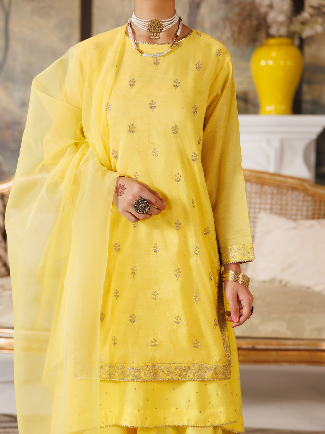 Yellow Swill Foil Formal 3Pc Stitched - ALT-3PS-LS-1169
