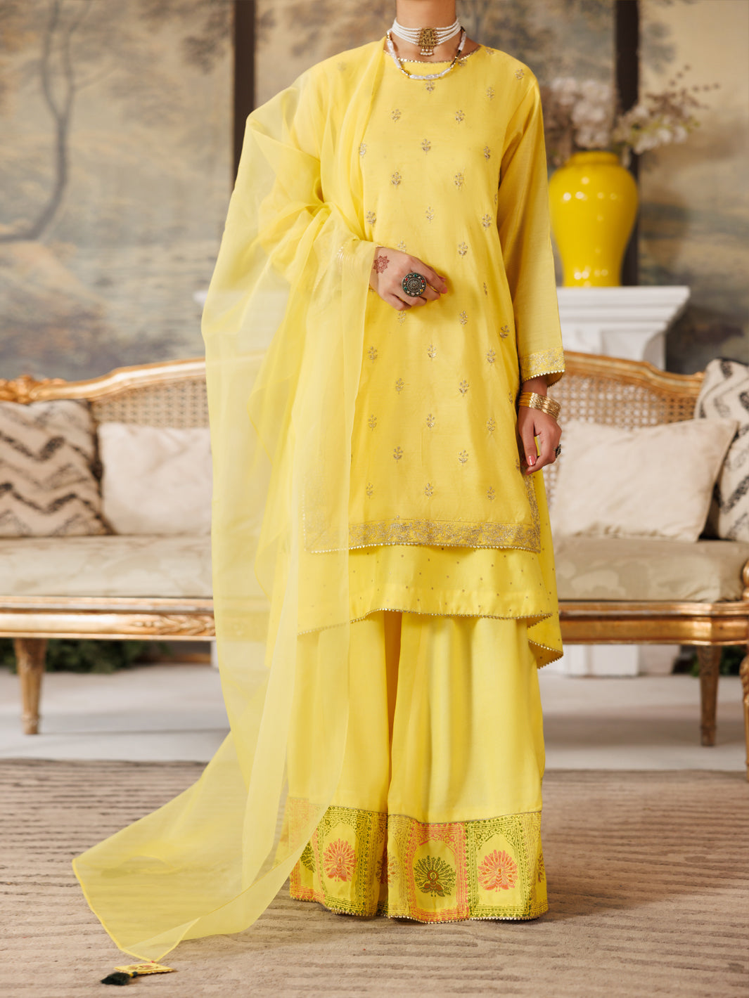 Yellow Swill Foil Formal 3Pc Stitched - ALT-3PS-LS-1169