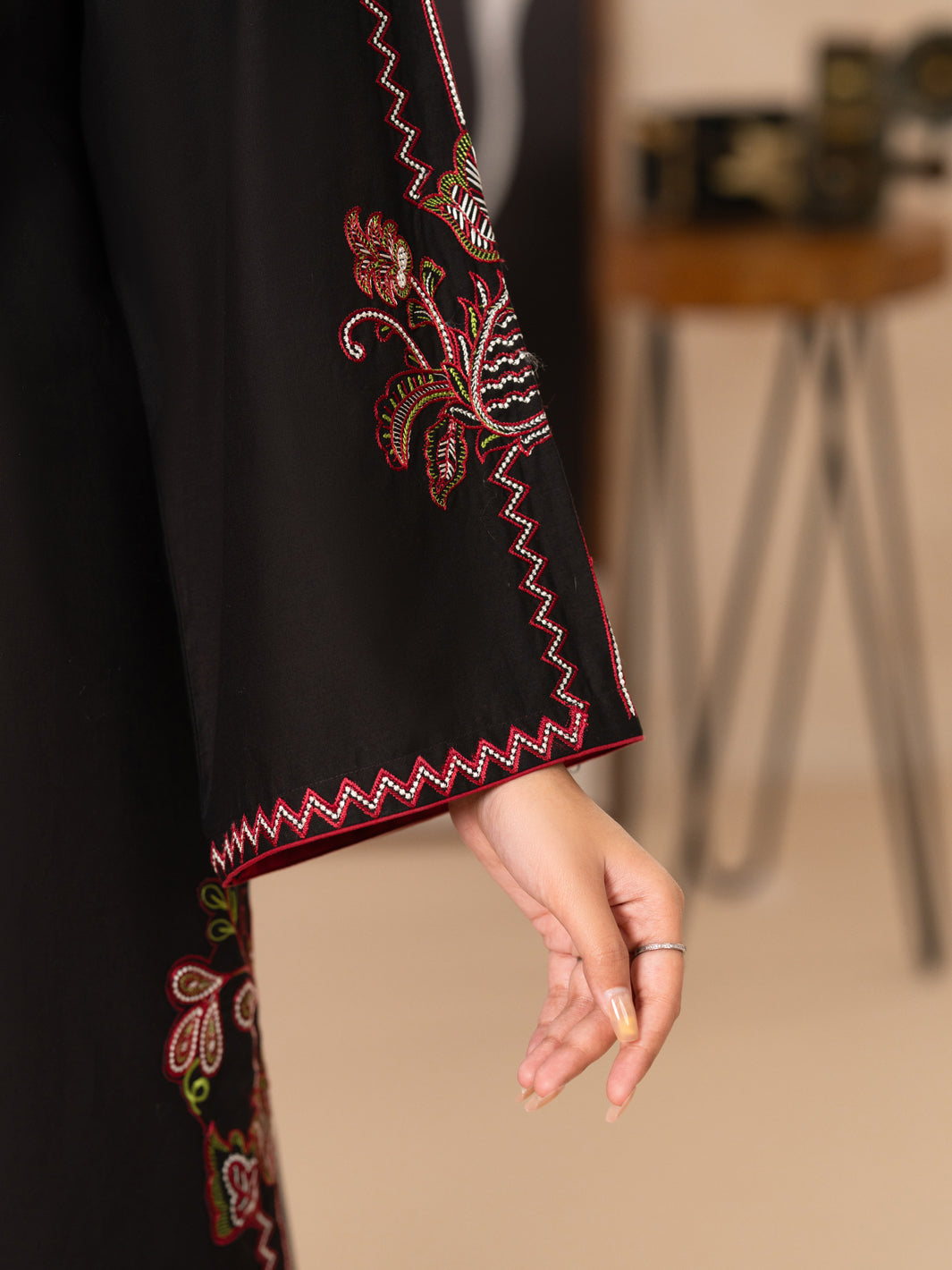 Black Cambric Kurti - AL-LK-1174