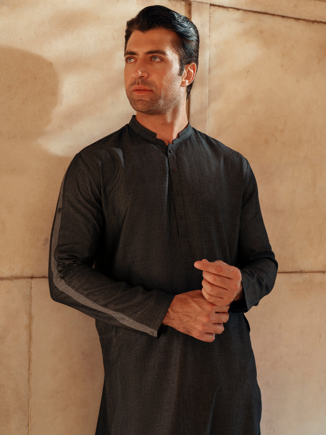 Grey Blended Kurta - AL-K-1175