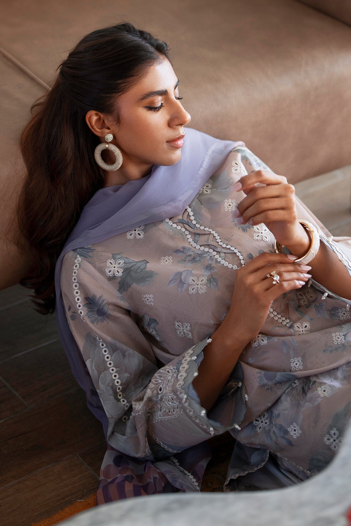 EMBROIDERED PRINTED LAWN UF-4079